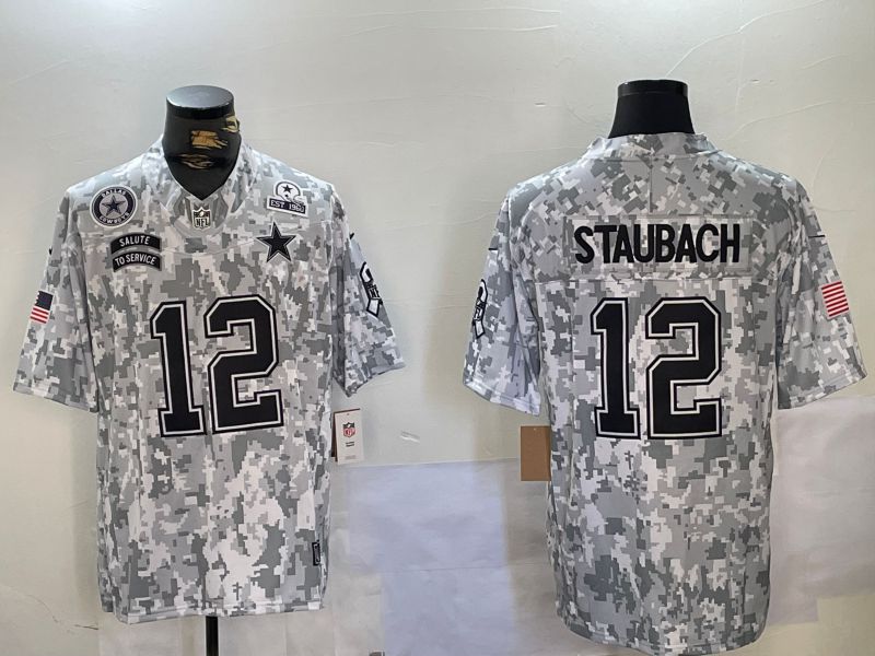 Men Dallas Cowboys #12 Staubach Nike Arctic Camo 2024 Salute to Service Limited NFL Jersey style 4->detroit lions->NFL Jersey
